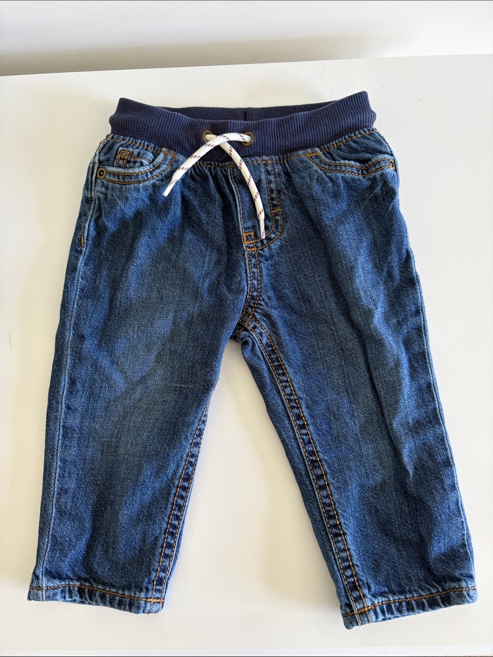 Carter's Navy Ribbed-Waist Denim Jeans